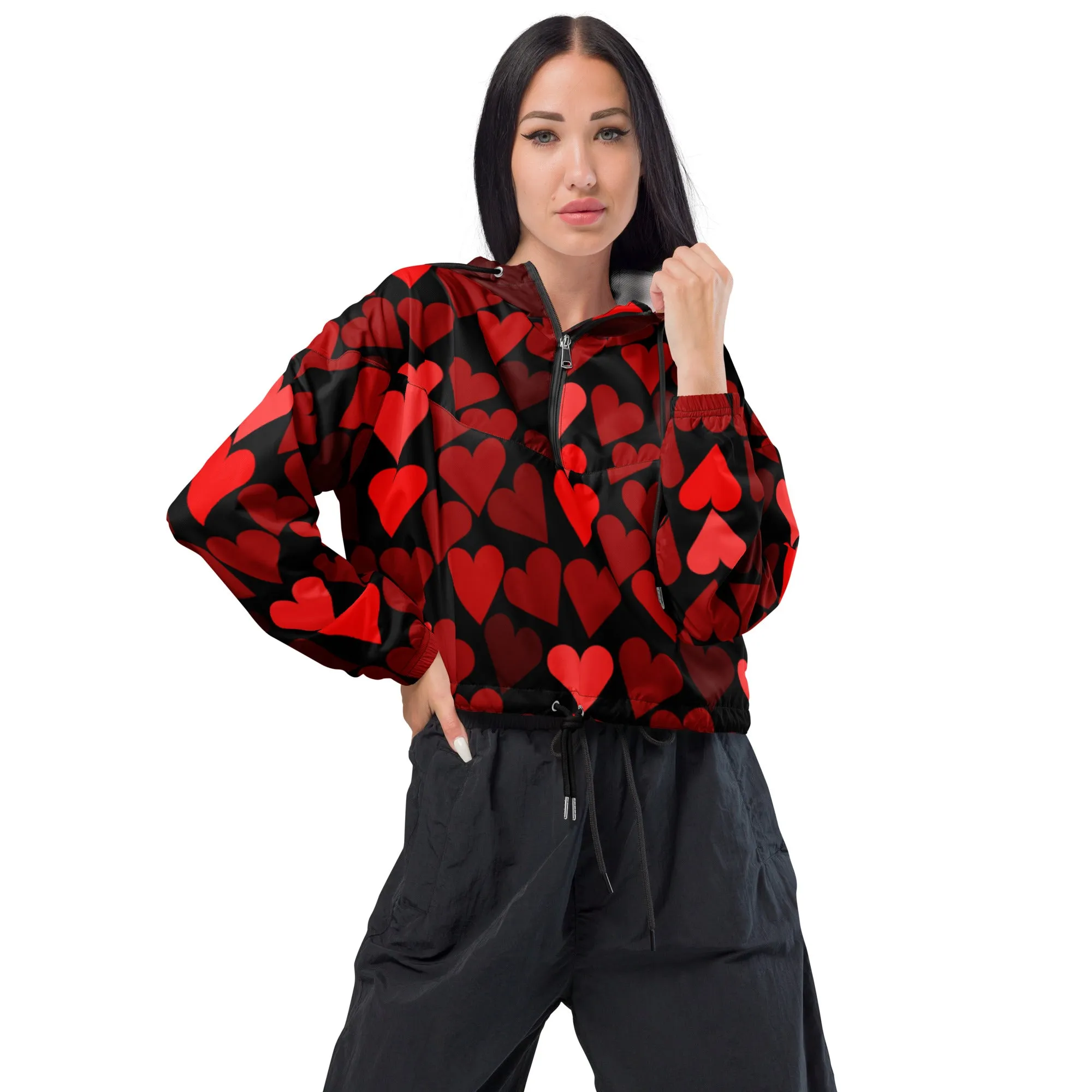 Women’s cropped windbreaker Full of Hearts