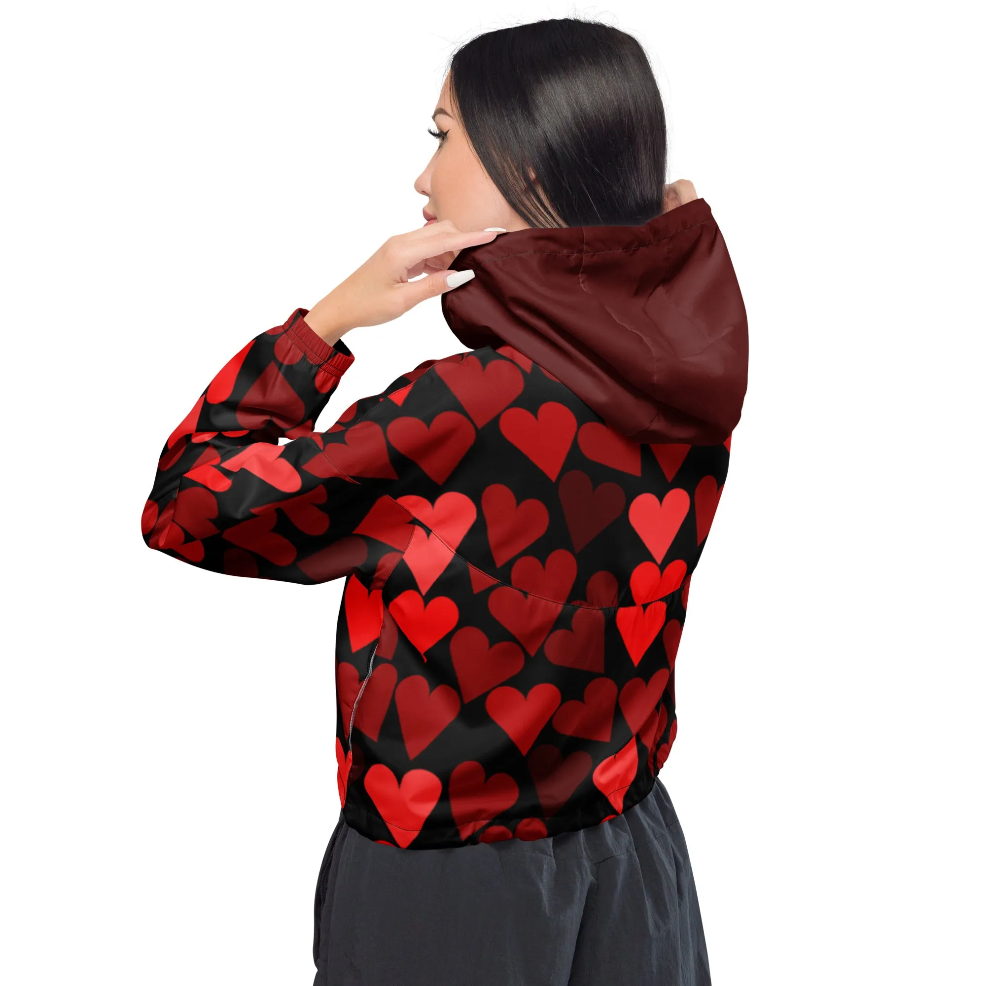 Women’s cropped windbreaker Full of Hearts